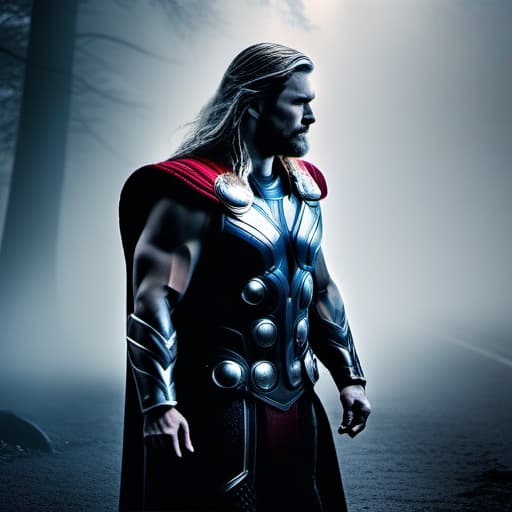  A man with thor hamer hyperrealistic, full body, detailed clothing, highly detailed, cinematic lighting, stunningly beautiful, intricate, sharp focus, f/1. 8, 85mm, (centered image composition), (professionally color graded), ((bright soft diffused light)), volumetric fog, trending on instagram, trending on tumblr, HDR 4K, 8K
