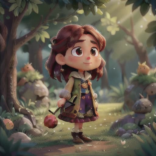  "Using Stable Diffusion, generate an image depicting a scene in a peaceful garden where birds are chirping, a character named 'Lina' with a face full of anticipation and excitement is placing a magical stone on an apple tree.", best quality, very detailed, high resolution, sharp, sharp image, extremely detailed, 4k, 8k hyperrealistic, full body, detailed clothing, highly detailed, cinematic lighting, stunningly beautiful, intricate, sharp focus, f/1. 8, 85mm, (centered image composition), (professionally color graded), ((bright soft diffused light)), volumetric fog, trending on instagram, trending on tumblr, HDR 4K, 8K