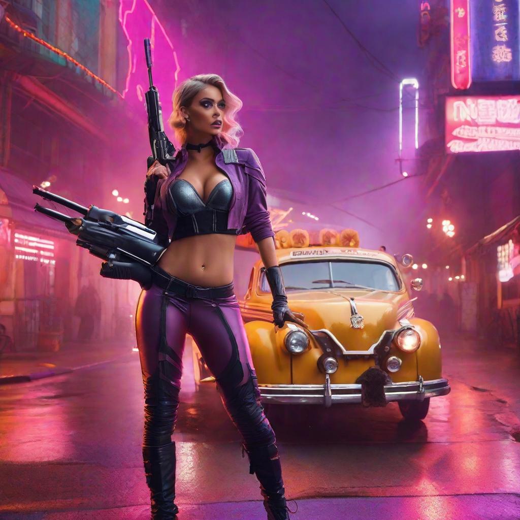  Three superb catwomen, rollerblading in a street with thick fog, with purple and pink neon lights. hyperrealistic, full body, detailed clothing, highly detailed, cinematic lighting, stunningly beautiful, intricate, sharp focus, f/1. 8, 85mm, (centered image composition), (professionally color graded), ((bright soft diffused light)), volumetric fog, trending on instagram, trending on tumblr, HDR 4K, 8K