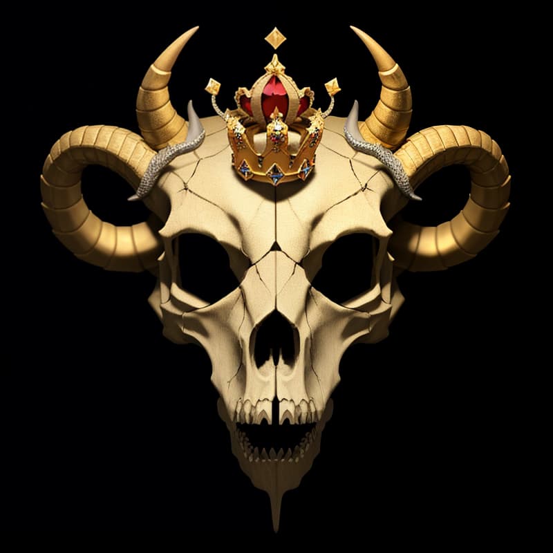  masterpiece, best quality, Dragon skull with horns, crown