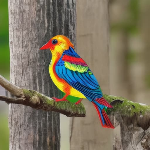  Vibrant colors pattern bird perching on branch