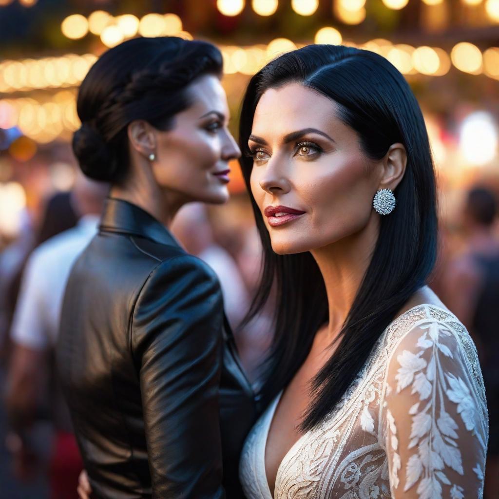  An ultra realistic profile picture of a beautiful young 2 old Australian woman with black hair, looking left, with partying, travel hobbies and a personality hyperrealistic, full body, detailed clothing, highly detailed, cinematic lighting, stunningly beautiful, intricate, sharp focus, f/1. 8, 85mm, (centered image composition), (professionally color graded), ((bright soft diffused light)), volumetric fog, trending on instagram, trending on tumblr, HDR 4K, 8K