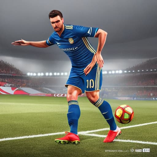  Fifa hyperrealistic, full body, detailed clothing, highly detailed, cinematic lighting, stunningly beautiful, intricate, sharp focus, f/1. 8, 85mm, (centered image composition), (professionally color graded), ((bright soft diffused light)), volumetric fog, trending on instagram, trending on tumblr, HDR 4K, 8K