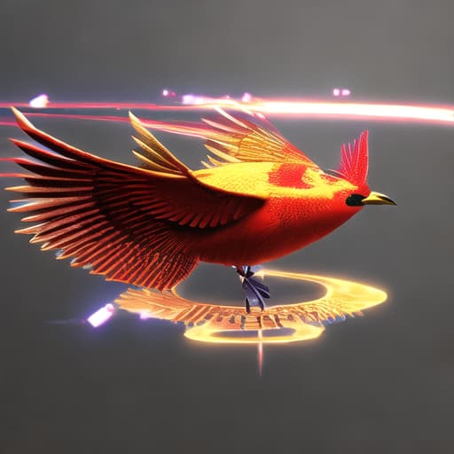  phoenix bird 3D 4K reality effective lights shine details perfect