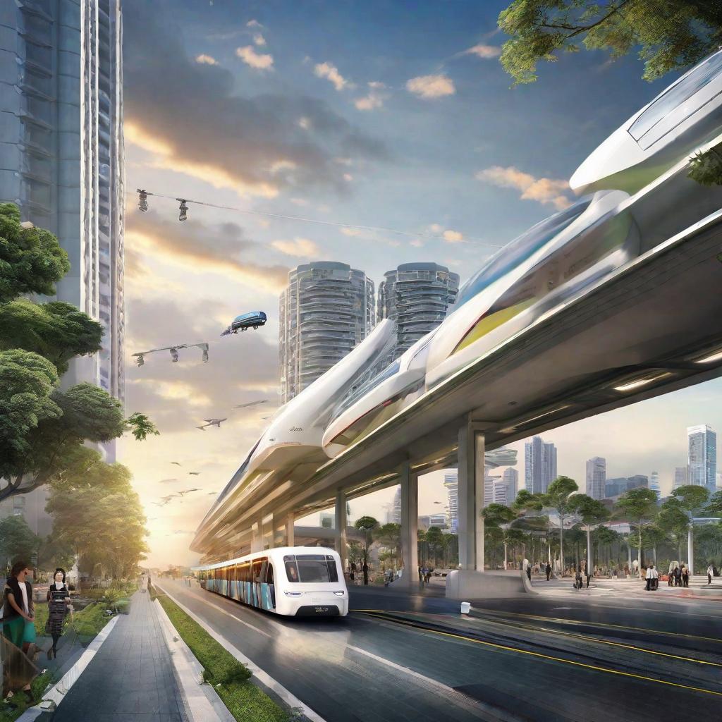  masterpiece, best quality, johor bahru city elevated autonomous rapid transit system