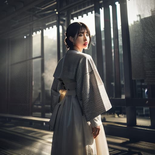  A beautiful Japanese girl hyperrealistic, full body, detailed clothing, highly detailed, cinematic lighting, stunningly beautiful, intricate, sharp focus, f/1. 8, 85mm, (centered image composition), (professionally color graded), ((bright soft diffused light)), volumetric fog, trending on instagram, trending on tumblr, HDR 4K, 8K