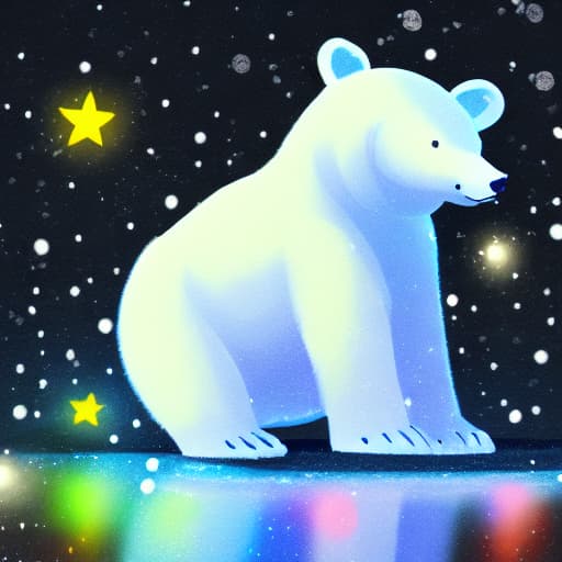  Magic festive polar bear covered in glowing lights in a winter scene