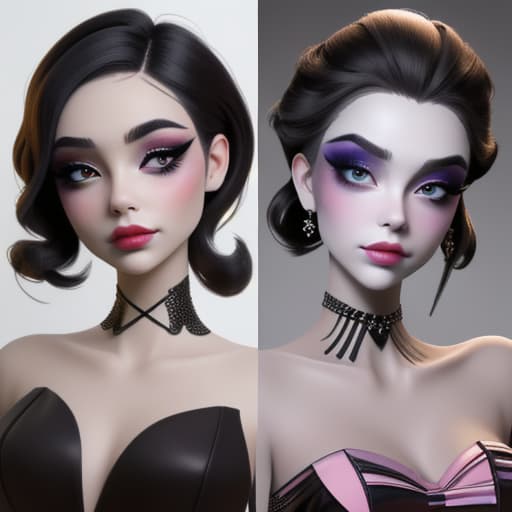  Young woman with creative makeup glamour by two different sides