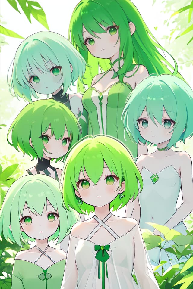  Beautiful skin of green hair characters