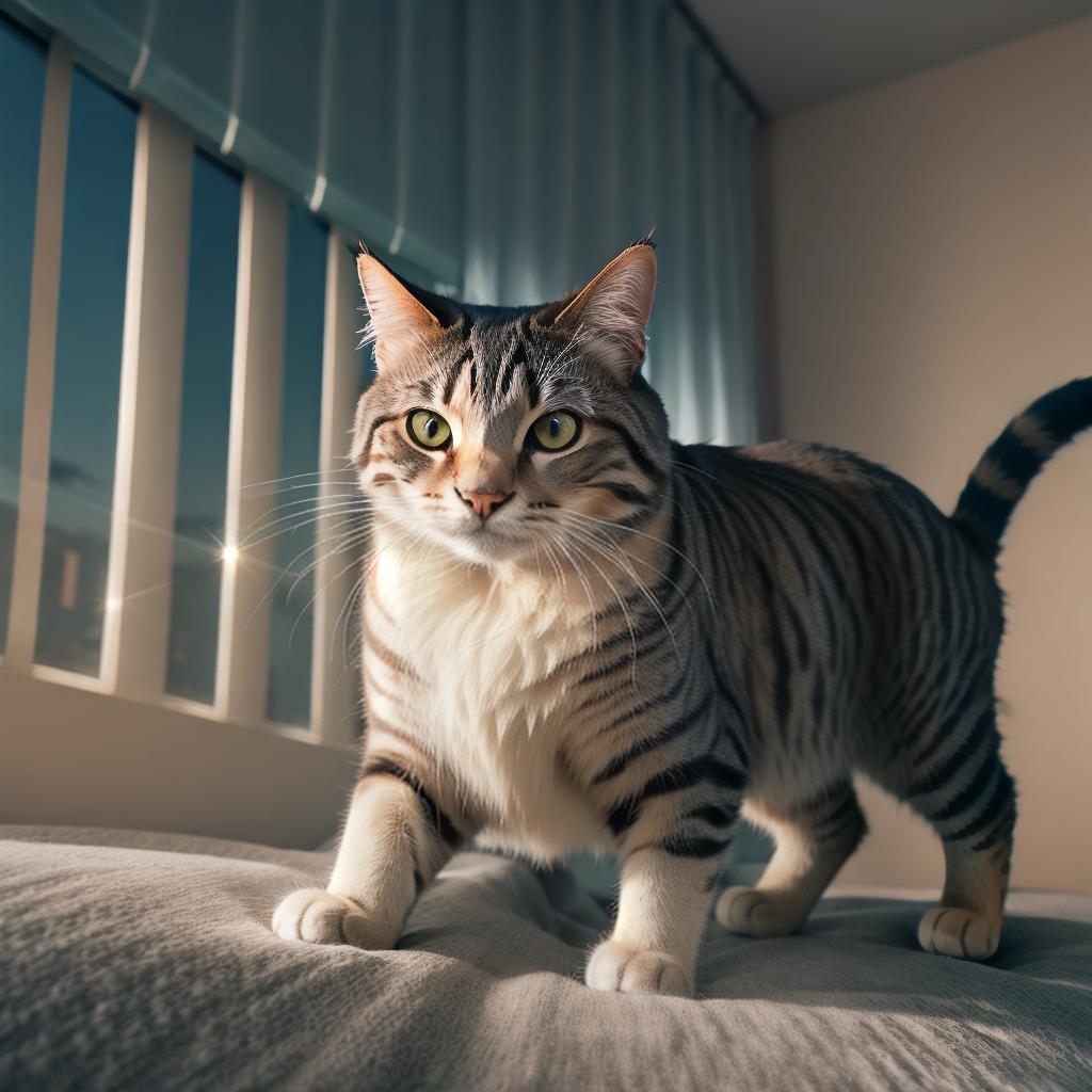  @PB_ImgGenBot Cat hyperrealistic, full body, detailed clothing, highly detailed, cinematic lighting, stunningly beautiful, intricate, sharp focus, f/1. 8, 85mm, (centered image composition), (professionally color graded), ((bright soft diffused light)), volumetric fog, trending on instagram, trending on tumblr, HDR 4K, 8K