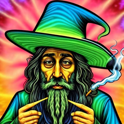  Wizard smoking weed psychedelic