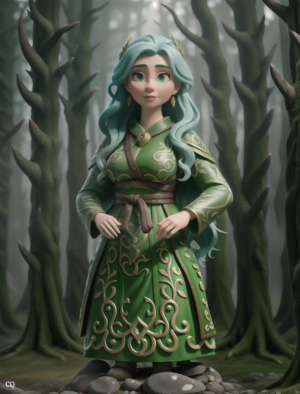  gaelic forest spirit, qirin, god, deity, illustrated, detailed, serene hyperrealistic, full body, detailed clothing, highly detailed, cinematic lighting, stunningly beautiful, intricate, sharp focus, f/1. 8, 85mm, (centered image composition), (professionally color graded), ((bright soft diffused light)), volumetric fog, trending on instagram, trending on tumblr, HDR 4K, 8K