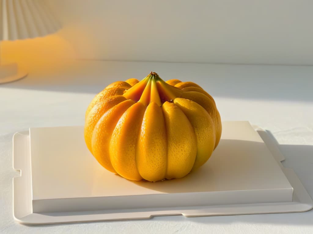  A closeup, ultradetailed image of a vibrant and fresh golden aguaymanto fruit resting on a sleek, minimalistic white plate. The fruit is perfectly ripe, with tiny hairs covering its surface glistening in the light, showcasing its plump, translucent exterior. The background is a soft, outoffocus blur, emphasizing the fruit's natural colors and textures. hyperrealistic, full body, detailed clothing, highly detailed, cinematic lighting, stunningly beautiful, intricate, sharp focus, f/1. 8, 85mm, (centered image composition), (professionally color graded), ((bright soft diffused light)), volumetric fog, trending on instagram, trending on tumblr, HDR 4K, 8K