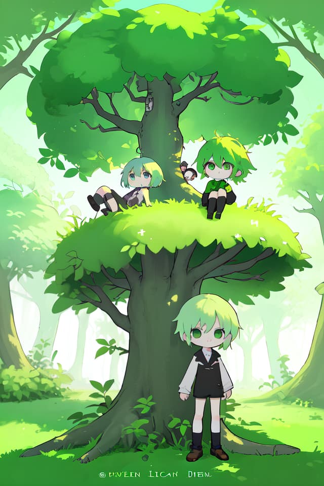  Green hair character jack and bean tree