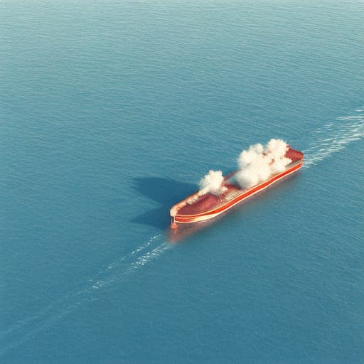analog style Animation of an LNG-fueled ship on calm waters. Close-up of the tank sections