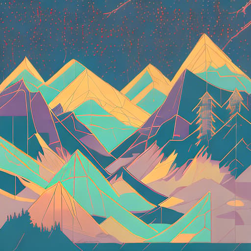 nvinkpunk Whimsical mountains and trees mosaic