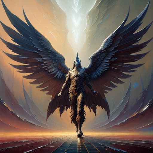  oil painting with heavy impasto of a fallen angel, big wings, cosmic horror painting, elegant intricate artstation concept art by craig mullins detailed, dark cosmic sky