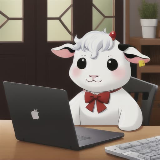  charming cow working hard on a laptop
