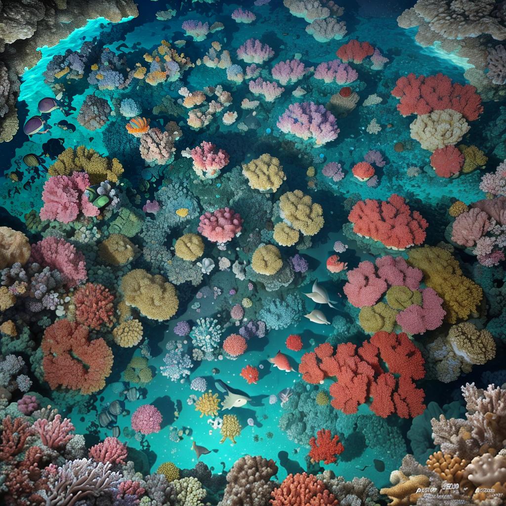  masterpiece, best quality, beautiful deep sea full of corals, diverse marine life and fascinating underwater landscapes with corals, appendages, small fish, anemones, dolphins, various algae, caves, colorful, 8k resolution and intricate detail