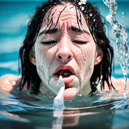  woman's nose sticking from the water