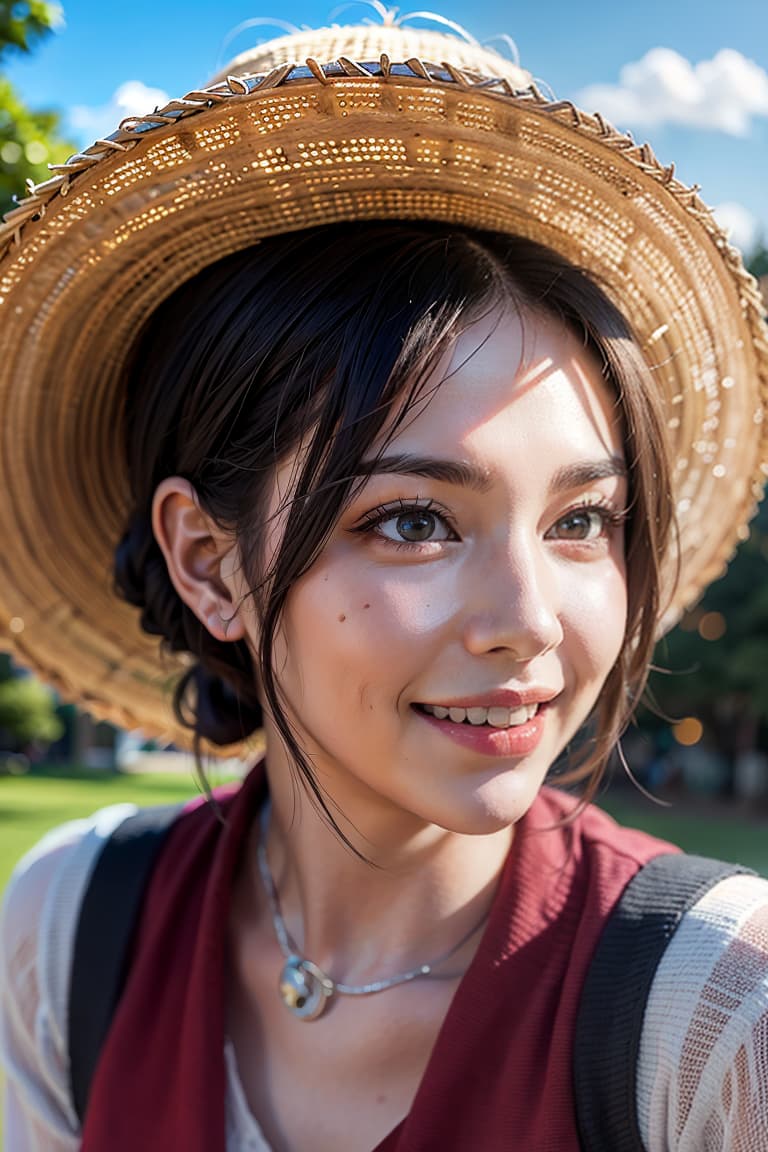  ultra high res, (photorealistic:1.4), raw photo, (realistic face), realistic eyes, (realistic skin), <lora:XXMix9_v20LoRa:0.8>, ((((masterpiece)))), best quality, very_high_resolution, ultra-detailed, in-frame, Luffy from ONE PIECE: strong, determined, pirate captain, rubber powers, straw hat, shonen protagonist, energetic, enthusiastic, scarred, dreamer, fearless, monkey D. Luffy, straw poll, adventurous, charismatic, boundless energy, red vest, big smile, comedic, loyal.