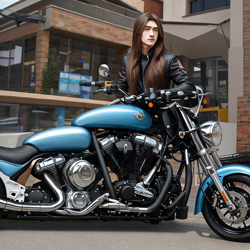  masterpiece, best quality, tight, long hair, tall, motorcycle