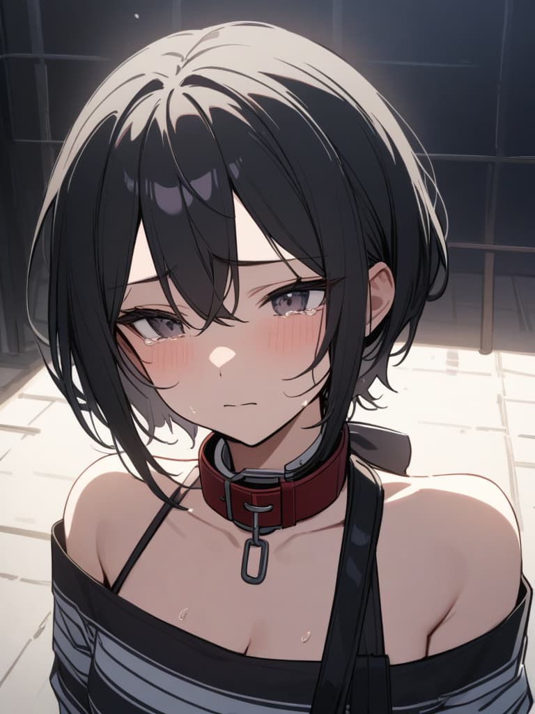  Gles, black hair, prison, , , , ,,,, with a inserted into a , a vakina,, leisure slave, collar, body, young , short hair, crying, male ia inserted into female s. Ru, a is inserted in the , masterpiece, best quality,8k,ultra detailed,high resolution,an extremely delicate and beautiful,hyper detail