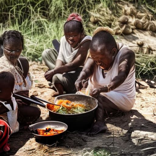 lnkdn photography create a picture of a tribe cooking a babby