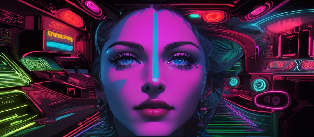  madonna,neon effects, (masterpiece, best quality, ultra-detailed), high contrast, highres, 4K, 8K