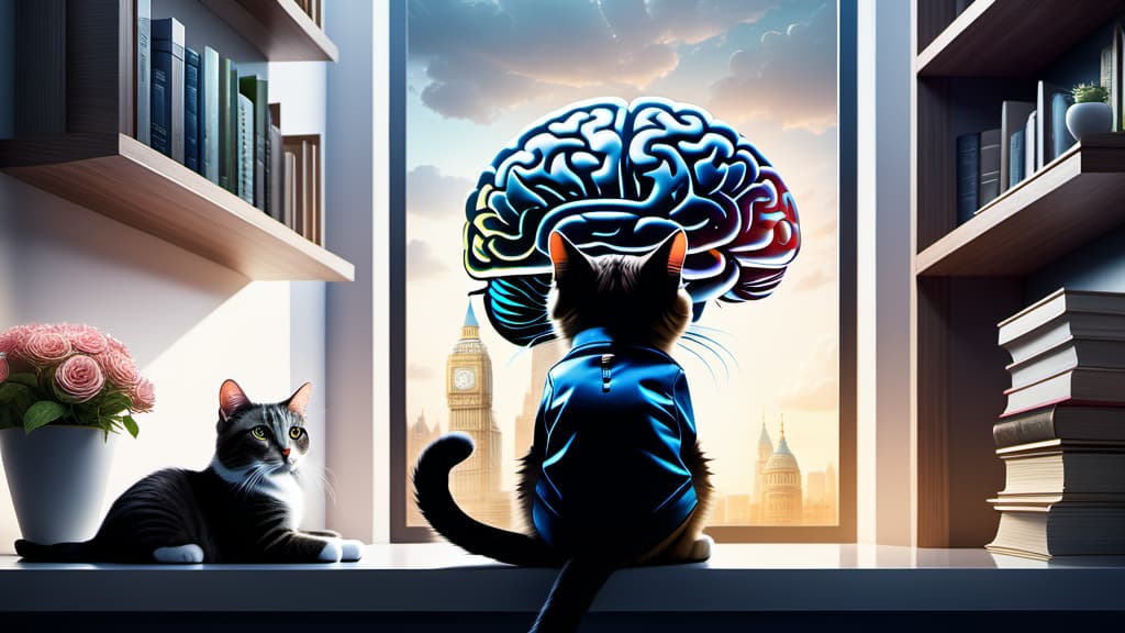  A human brain closely matching a cat's brain in structure.  , ((realistic)), ((masterpiece)), focus on detailed clothing and atmosphere of the surroundings. Soft and natural lights.