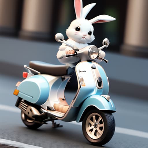  Cute bunny on vespa bike