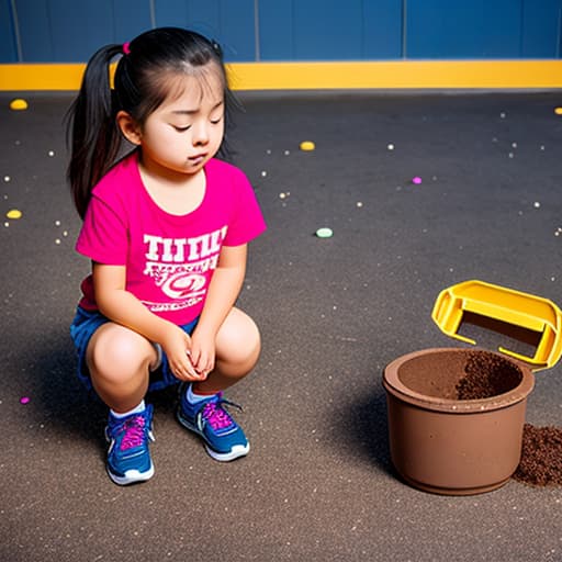  Girl with his and poop on the ground