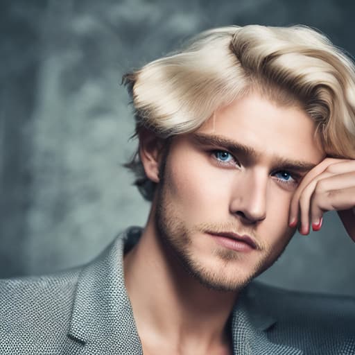 portrait+ style Russian queer soap actor blonde hunk dude face