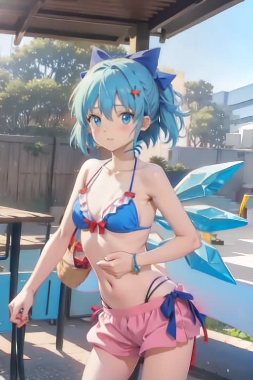  Cirno, bikini, Ghibli style