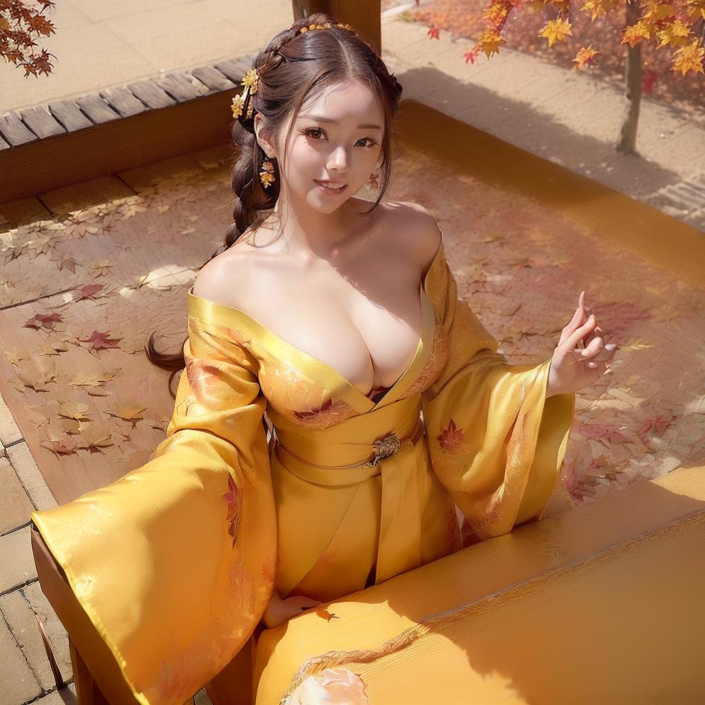  a cute girl, ((top gravure idol, kawaii, 20 years old):1.2), ((shiny brown half-up braid hair arranged by world famous hair makeup artist):1.3), ((beautiful white skin, smiling and looking at viewer):1.3), (radiant colors:1.3),
((gorgeous sheer impressive kimono, Advanced costumes created by artists who pursue japanese natural beauty):1.4), ((dynamic pose,raise one foot high):1.3) , ((the autumn leaves of Ruriko-in Temple, (the impressive scenery of autumn leaves outside is reflected on the mirror-like beautiful table), the red and yellow maple trees ,the spectacular variety of colorful autumn leaves in the garden can be seen from the Shoin-zukuri room,Sukiya architecture):1.4)
BREAK
(photorealistic:1.2), ((Fine Details and Realistic T hyperrealistic, full body, detailed clothing, highly detailed, cinematic lighting, stunningly beautiful, intricate, sharp focus, f/1. 8, 85mm, (centered image composition), (professionally color graded), ((bright soft diffused light)), volumetric fog, trending on instagram, trending on tumblr, HDR 4K, 8K