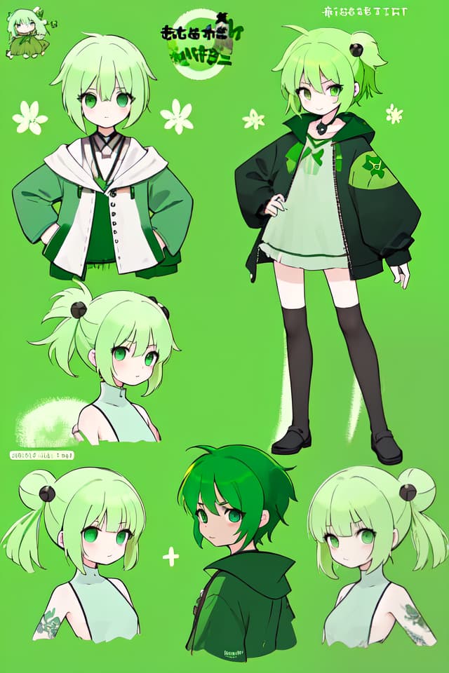  Green hair character that progresses forward