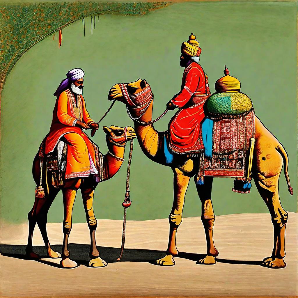  masterpiece, best quality, rajasthani man with camel