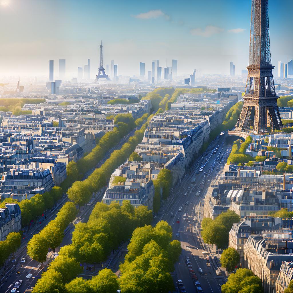  ((masterpiece)),(((best quality))), 8k, high detailed, ultra-detailed. A Paris cityscape with environmental sustainability features like green rooftops, solar panels, and electric vehicles, in a realistic style. hyperrealistic, full body, detailed clothing, highly detailed, cinematic lighting, stunningly beautiful, intricate, sharp focus, f/1. 8, 85mm, (centered image composition), (professionally color graded), ((bright soft diffused light)), volumetric fog, trending on instagram, trending on tumblr, HDR 4K, 8K