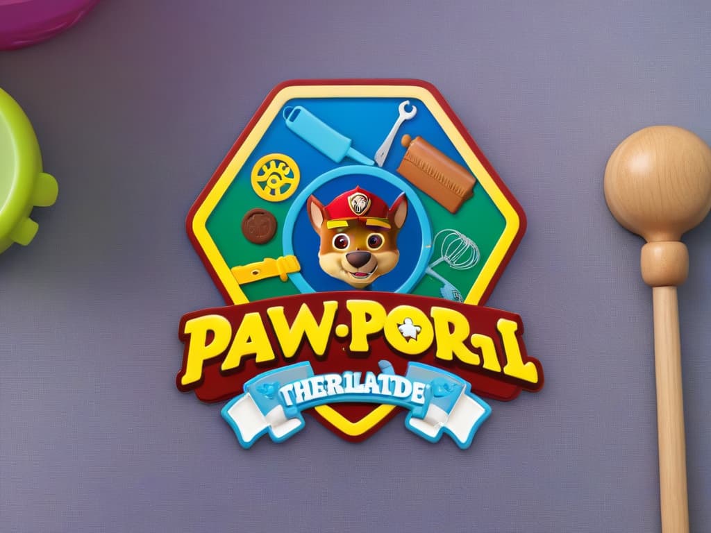  An ultradetailed, minimalist illustration of the Paw Patrol logo intricately composed of various baking tools like rolling pins, cookie cutters, whisks, and measuring spoons, symbolizing the fusion of baking and the beloved Paw Patrol theme. The image should be sleek, modern, and visually captivating, with a monochromatic color scheme to maintain the minimalist aesthetic, perfect for engaging readers and sparking their imagination. hyperrealistic, full body, detailed clothing, highly detailed, cinematic lighting, stunningly beautiful, intricate, sharp focus, f/1. 8, 85mm, (centered image composition), (professionally color graded), ((bright soft diffused light)), volumetric fog, trending on instagram, trending on tumblr, HDR 4K, 8K