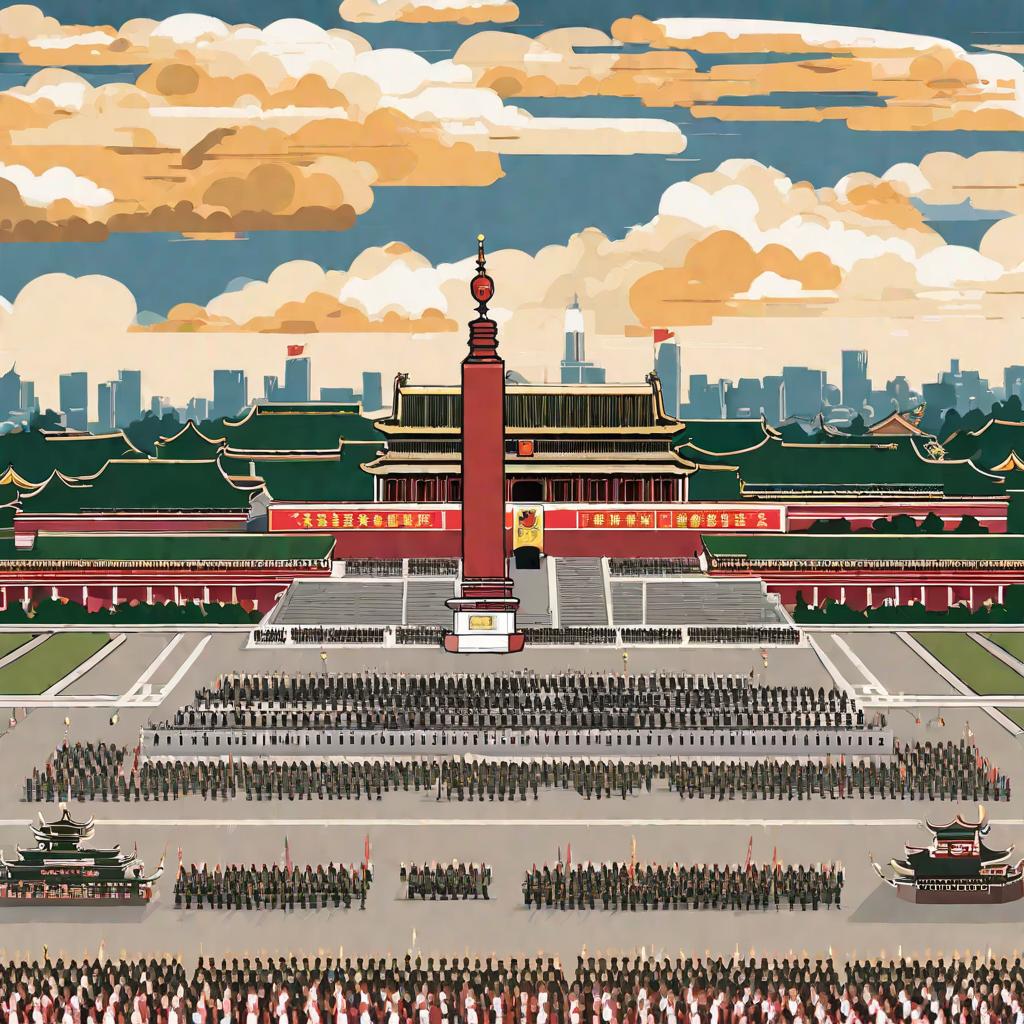  masterpiece, best quality, draw a Tiananmen Square