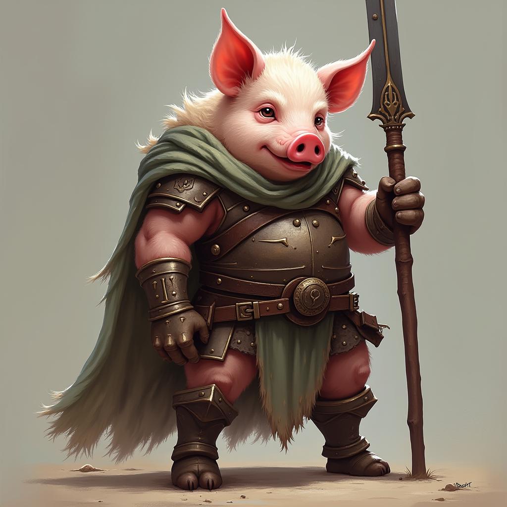  good quality, high quality, fantasy pig warrior in armor digital art