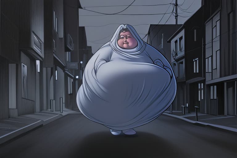  It’s a dark street and looking down the road all I see is a 20ft tall morbidly obese female ghost rolling at me