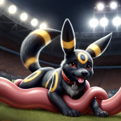  ((Umbreon)), , (((hard penetration of the tentacle into the , ears and , bulge on the stomach))), anatomically correct, gaping ,in the center of the stadium, (wearing a Pokemon trainer's cap), public humiliation, in front of witnesses, in the crowd ,knot, dog , feet towards the viewer, lying with his paws towards the viewer, penetration, public indecency, ,sperm in , , , tears, scaredy boy, tongue, ready to , after , sweat, tired, collar, cute,, , presenting , , s,, raised tail, paws,, best quality, shaded, extreme detail, highly detailed, ultradetailed, intricate, realistic, detailed background, hi res, realistic, photography \(artwork\), (by kenket