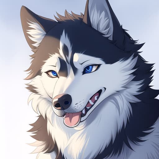  Feral husky, open eyes, digital art, masterpiece, 4k, fine details,