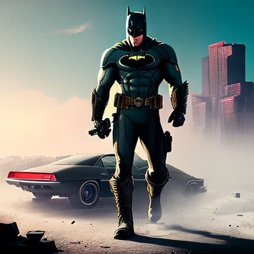 nvinkpunk photo of batman hyperrealistic, full body, detailed clothing, highly detailed, cinematic lighting, stunningly beautiful, intricate, sharp focus, f/1. 8, 85mm, (centered image composition), (professionally color graded), ((bright soft diffused light)), volumetric fog, trending on instagram, trending on tumblr, HDR 4K, 8K