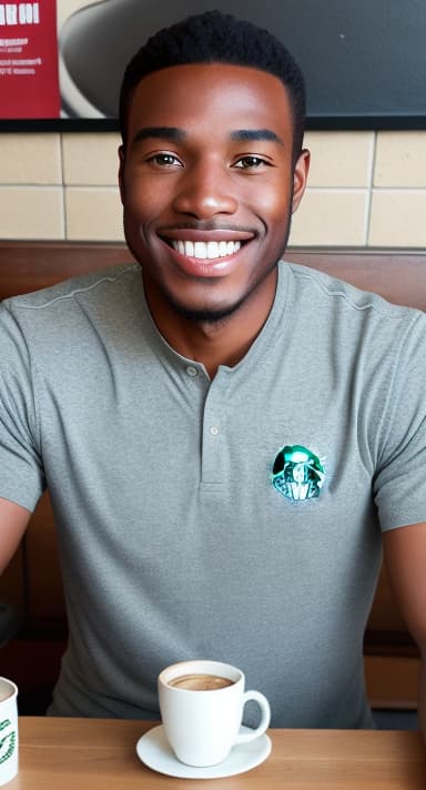  black male companion for coffee at starbucks