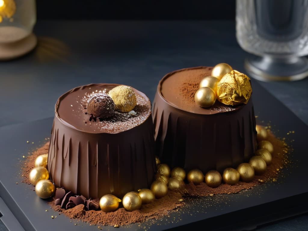  An ultradetailed, 8k resolution image of a single, perfectly handcrafted Belgian chocolate truffle, coated in a thin layer of cocoa powder, resting on a sleek, matte black surface. The truffle is delicately garnished with a shimmering gold leaf, exuding an aura of luxury and sophistication. The lighting is soft and focused, highlighting the rich, velvety texture of the chocolate and the intricate details of the gold leaf, creating a visually striking and captivating minimalist composition. hyperrealistic, full body, detailed clothing, highly detailed, cinematic lighting, stunningly beautiful, intricate, sharp focus, f/1. 8, 85mm, (centered image composition), (professionally color graded), ((bright soft diffused light)), volumetric fog, trending on instagram, trending on tumblr, HDR 4K, 8K