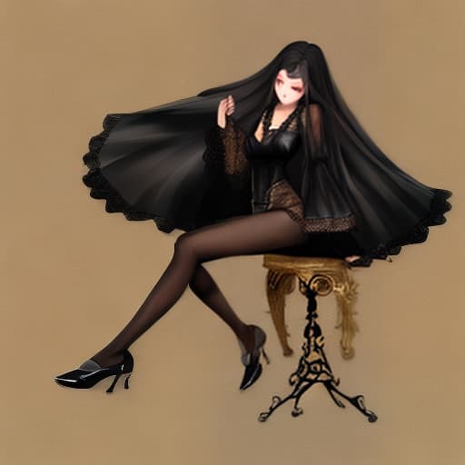  Black silk, long legs, natural beauty.
