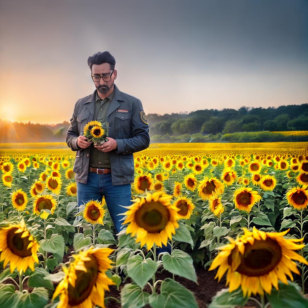  Limur, between the sunflowers, with a vet in his hands, cartoonishly ,highly detailed, cinematic lighting, stunningly beautiful, intricate, sharp focus, f1. 8, 85mm, (centered image composition), (professionally color graded), ((bright soft diffused light)), volumetric fog, trending on instagram, trending on tumblr, HDR 4K, 8K