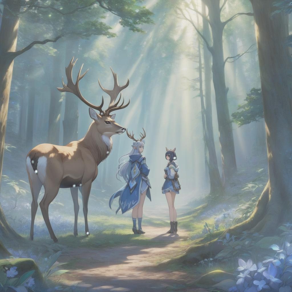  anime artwork Cubism, digital drawing, standing deer, there is a deer in the foreground of the drawing, a fairy tale forest in blue tones, a sense of smoke, mythical beings. . anime style, key visual, vibrant, studio anime, highly detailed hyperrealistic, full body, detailed clothing, highly detailed, cinematic lighting, stunningly beautiful, intricate, sharp focus, f/1. 8, 85mm, (centered image composition), (professionally color graded), ((bright soft diffused light)), volumetric fog, trending on instagram, trending on tumblr, HDR 4K, 8K